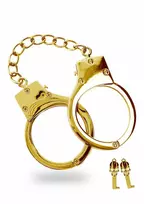 Taboom Ouch! Gold Plated Adjustable Bondage Handcuffs with Keys & Pouch
