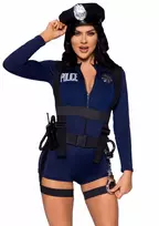 LEG AVENUE Flirty Cop Romper Costume Set - Navy Blue, Badge & Accessories, L