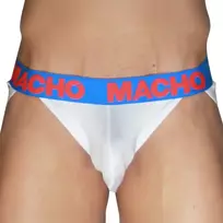 MACHO UNDERWEAR MACHO MX29AZ White Jockstrap + Dark Blue XL - Anatomical Support, Lycra Blend