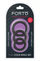 Forto FORTO F-61 3 Piece Silicone Ring Set Black - Flexible Premium Material