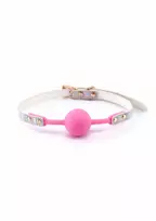 NS NOVELTIES Cosmo Bondage Ball Gag Adjustable Holographic Vinyl Rose Gold