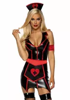 Leg Avenue Naughty Nurse Vinyl Dress Costume Set, Wetlook, XS