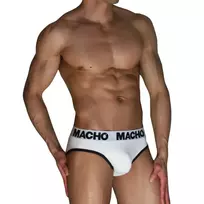MACHO MCH006 Classic Briefs White & Black XL - Lycra Comfort Fit