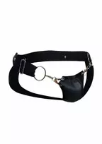 MOB Eroticwear DNGEON Snap Jockstrap Black Faux Leather Chain-Link Front L/XL