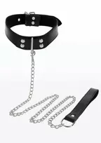 Taboom TABOOM Elegant Collar and Chain Leash - Velvet Lined, Adjustable, Black