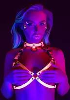 Taboom TABOOM Glow In The Dark Open Cup Bra Harness Adjustable Neon