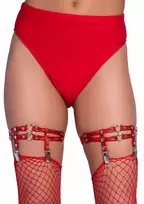 LEG AVENUE Leg Avenue Studded Thigh High Garter Mini Hearts Red Adjustable