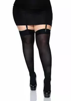 LEG AVENUE Plus Nylon Thigh Highs Over The Knee Stockings Black 1X-3X Leg Avenue