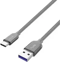 USB 3.2 Gen 1 laidas, USB-A kištukas > USB-C kištukas (pilkas, 2 metrai, pintas)