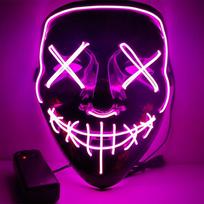 Halloween LED Mask Scary Light up Mask for Festival Cosplay Costume in the Dark Party Halloween Decoration One Size rožinė