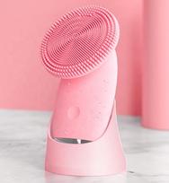 Face Scrubber Exfoliator Silicone Facial Cleansing Brush Waterproof Deep Pore Cleansing Rechargeable rožinė