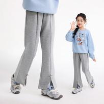 Girls' Bow-Detail Flared Split Hem Sweatpants 150 pelenų pilka spalva