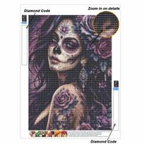 DIY 5D Diamond Painting Kit Sugar Skull Rose Girl Pattern Full Drill Rhinestone Art Canvas for Home Wall Decoration Craft Round 20x30cm
