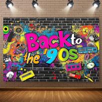 2D plane 1 piece 90s party backdrop fabric polyester fiber multi-functional fabric wall decoration festive room decoration 47.2x31.5inch/120*80cm