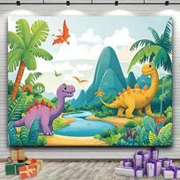 2D flat one-piece dinosaur-themed backdrop suitable for parties studios and workspaces - background image 47.2x31.5inch/120*80cm