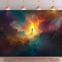 2D plane, vividly colored nebula, with distorted clouds, suitable for indoor and outdoor use, polyester fiber 100x150cm