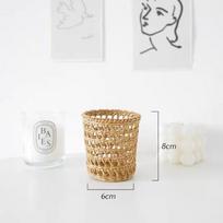 Trendy Handmade Straw Woven Basket Picnic Props Ornaments Small Flower Basket with Handle Storage Basket