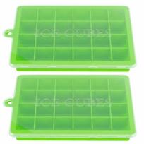 2pcs 24 Cavity Square Ice Cube Maker Easy Release Baking Mold Ice Cube Tray with Lid  Juice Making žalia