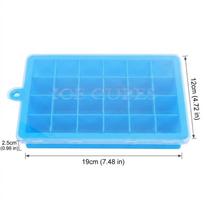 2pcs 24 Cavity Square Ice Cube Maker Easy Release Ice Cube Tray with Lid Baking Mold  Juice Making mėlyna