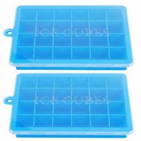 2pcs Easy Release Square Ice Cube Maker Removable Lid Baking Mold Ice Cube Tray with Lid  Kitchen mėlyna