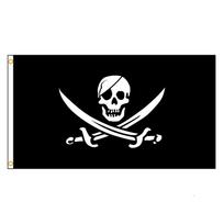 FLAGLINK 90x150cm Large Skull Crossbones Pirate Flag Jolly Roger (green,90 x 150cm) žalia