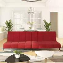 Dvivietė sofa-lova, raudonojo vyno spalvos, aksomas