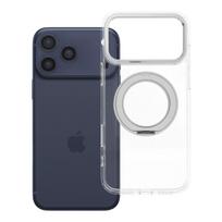 Case for iPhone 17 Pro Max / 18 Pro Max (low camera lip) with circular ring stand, MagSafe compatible, transparent