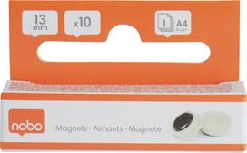 NOBO -magnets for whiteboard, 13 mm, white, 10 pcs (1915287)