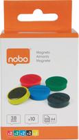 NOBO - whiteboard magnets, strong, 38 mm, assorted colors, 10 pcs (1915318)