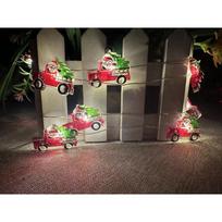 LED Kalėdinės lemputės su Santa, Snieguoliu, Elniu ir Varpeliais juodos skrybėlės dizaino 1m 10 lights, 2 AA batteries