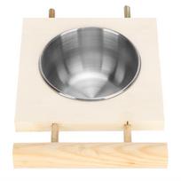 Parrot Feeding Bowl Stainless Steel Food Water Feeder Cage Accessory with Stand Type 1
