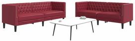 Sofa Chesterfield sofų komplektas, 2 dalių, raudonojo vyno spalvos