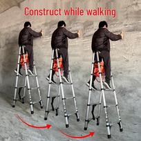 Multifunctional Aluminum Telescopic Step Ladder - Portable, Folding, Thickened Herringbone Design Walking Ladder 1.4+1.4m
