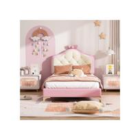 Lit simple - MUVOE - 90x200 cm - Rose - LED multicolores - Design ondulé avec nœud rose rožinė
