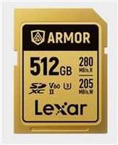 Atminties kortelė Lexar 512GB SDXC ARMOR Gold UHS-II U3, nerūdijančio plieno, IP68 (280/210MB/s)
