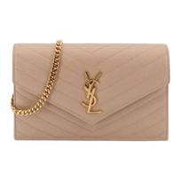 Saint Laurent Ysl Cassandra V dygsniuota odinė peties rankinė Moteriška peties rankinė Tamsiai smėlio spalvos 857605-BOW01-2721 Basic Set (Bag+Dust Bag)