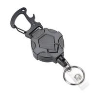 Heavy Duty Retractable Keychain with Magnetic Closure Tactical ID Badge Holder Reel Carabiner Clip Easy-pull Buckle 1pc gray