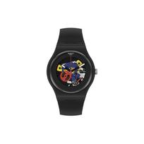 Swatch Kvarcinis Mechanizmas Naktinis Grįžimas Vandeniui Atsparus Laikrodis 41mm Juodas Ciferblatas Biologiškai Pagrįstos Medžiagos Korpusas Silikoninis Biologiškai Pagrįstos Medžiagos Dirželis Unisex Laikrodžiai SO29B107 Black black