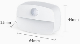 ATL LED naktinė lemputė su judesio jutikliu, 3000K, 6x4x2 cm, balta