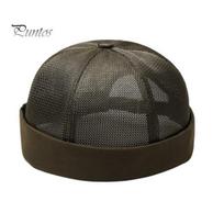 Hip-hop Style Hat Brimless Melon Skin Hat, Elastic Edges 360 Degree Ventilation Summer Hollow Mesh Cap Lightweight Breathable for Men Women Unisex armijos žalia spalva