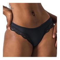 Women Panties Women's Lace Trim Thong, Low Rise Breathable Underwear, Sexy Lady Underpants T Back Soft Stretch Briefs, Ladies Seamless Bikini M juoda