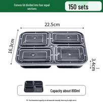 Disposable 4-Compartment Bento Takeout Meal Boxes (150 Sets)