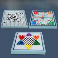 Wooden Chess Set Featuring Chinese Flying Chess For Interactive Kids Activity
