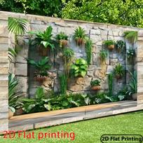 Polyester fiber party banner stone wall and lush plant theme design 47.2x31.5inch/120*80cm