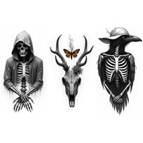 3pcs Temporary Tattoo Realistic Temporary Tattoos Eye In Ornament Deer Skull With Butterfly Gothic Skeleton With Wings For Men
