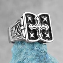 Cross Faith Lucky Star Talisman Stainless Steel Mens Rings Vintage for Male Boyfriend Biker Jewelry Creativity Gift Wholesale 8