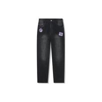 Li Ning Jeans Men's Black Denim Moderate Straight Fit Pants AJQT375-2 XL