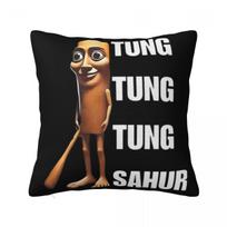 Tung Tung Tung X Tralalero Tralala Square Pillow Case Polyester Cushions For Sofa Italian Brainrot Meme Casual Pillowcase Peach skin 18*18(CM)-1Pcs