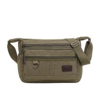New Korean Men's Multi-Layer Canvas Messenger Backpack - Large Capacity, Wear-Resistant, Ideal for Travel chaki