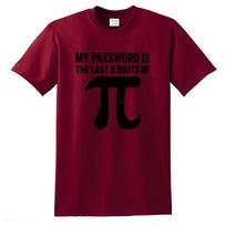 Men's T-shirt 100% Cotton Math equations print funny men t shirt Fashion cool guys Tshirt my password is the last digits of pi XXS smėlis